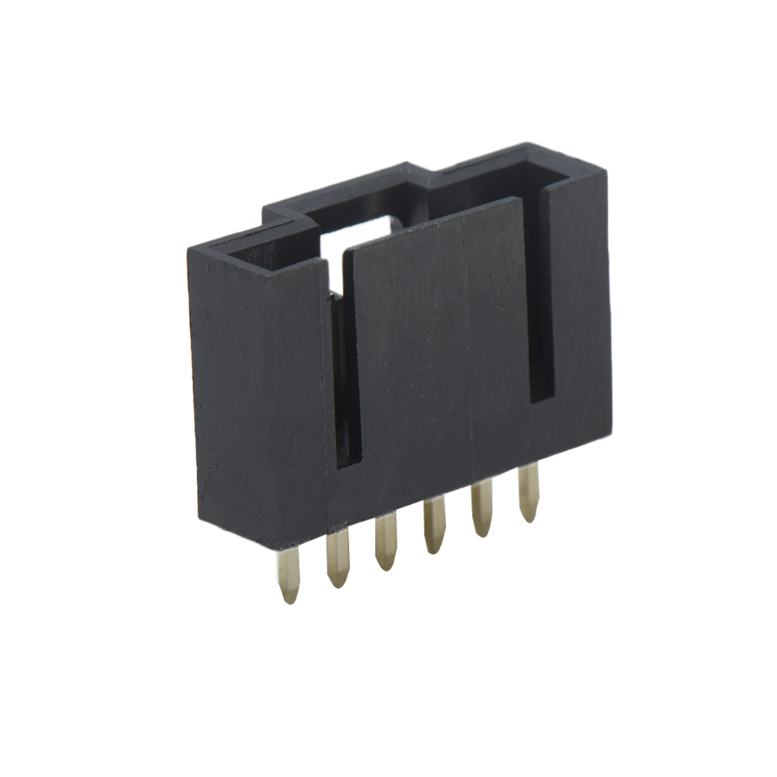 Pitch 2.54mm 180°DIP 立插带扣 Wafer PA66 6Pin 黑色 镀全金Gold Flash