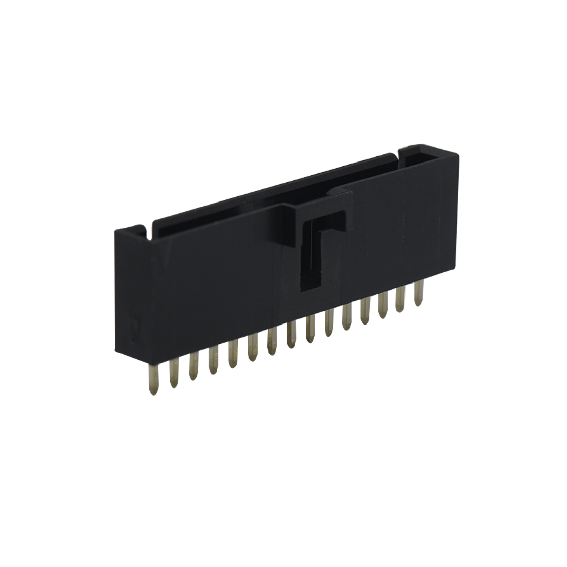 Pitch 2.54mm 180°DIP 立插带扣 Wafer PA66 14Pin 黑色 镀全金15u"