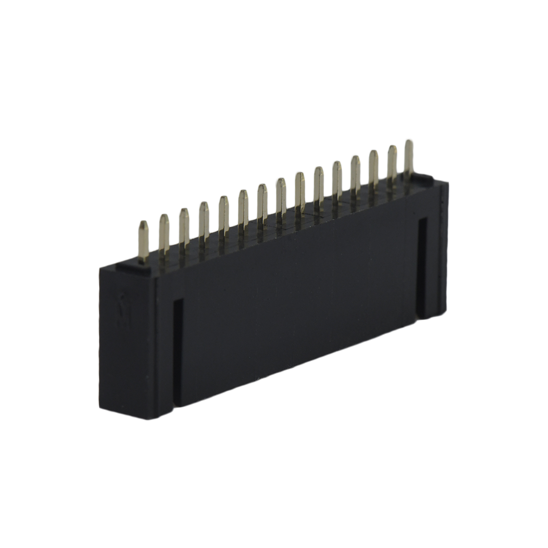 Pitch 2.54mm 180°DIP 立插带扣 Wafer PA66 14Pin 黑色 镀全金15u"