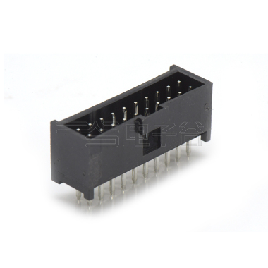 Pitch 2.54mm 180°双排立插带扣 Wafer 脚长2.9mm 2*10Pin 黑色 镀亮锡