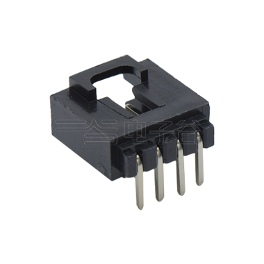 Pitch 2.54mm 90°DIP 卧插带扣 Wafer PA66 4Pin 黑色 镀全金15u"