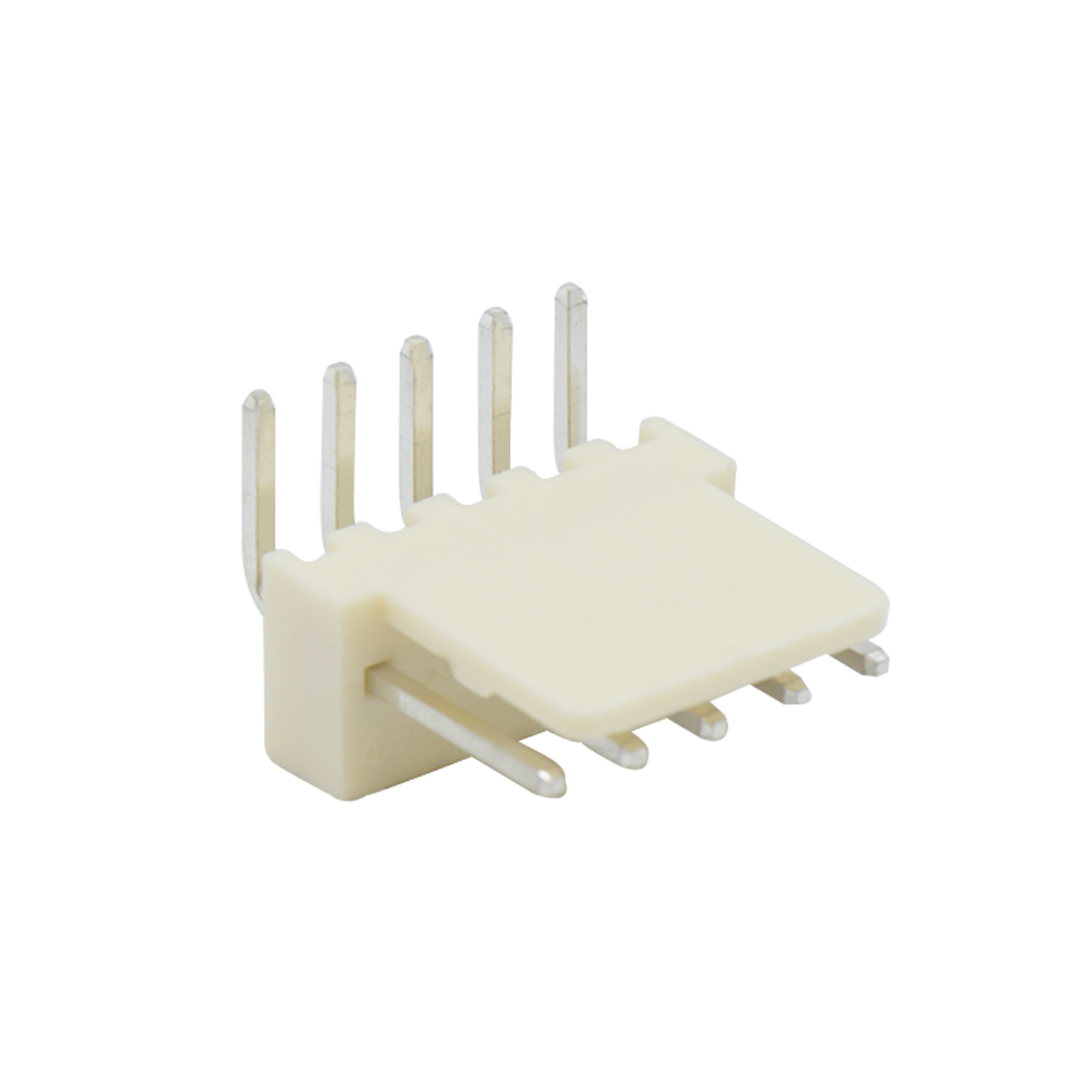 Pitch 2.54mm 单排90°卧插全靠背高弯 Wafer 5pin 本色 镀亮锡