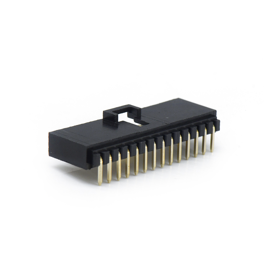 Pitch 2.54mm 90°DIP 卧插带扣 Wafer PA66 14Pin 黑色 镀全金15u"