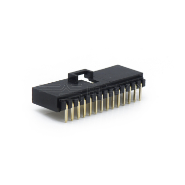Pitch 2.54mm 90°DIP 卧插带扣 Wafer PA66 14Pin 黑色 镀全金15u"