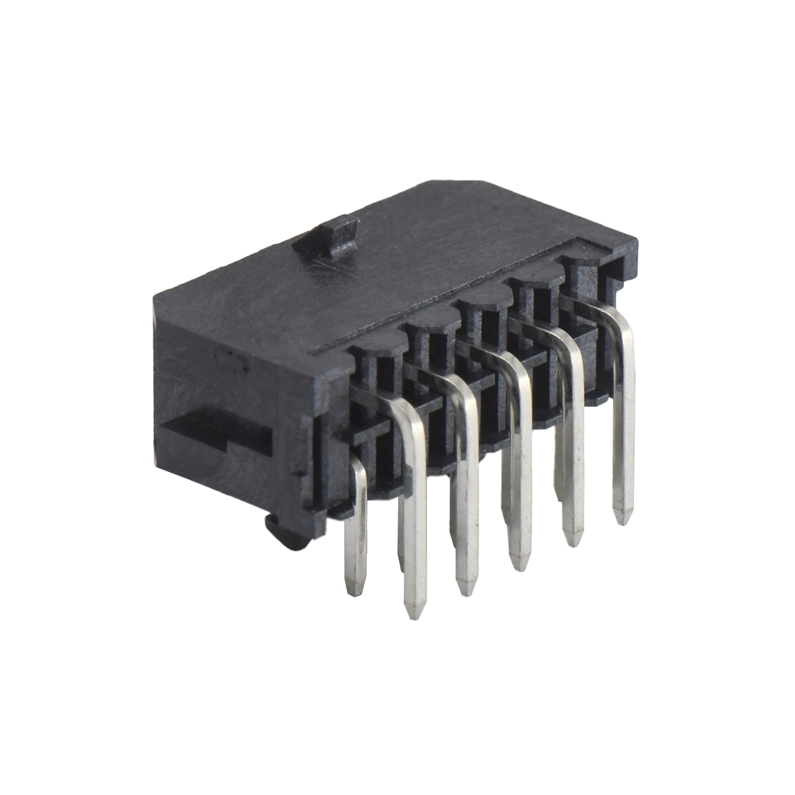 Pitch 3.00mm 90º双排带塑胶定位柱DIP型 Wafer 2X5pin 黑色 镀亮锡