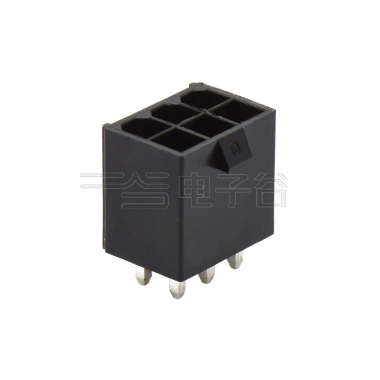 Pitch 4.2mm 双排 180°DIP Wafer 实心针 2X3Pin PA66,94V-0 黑色 亮锡