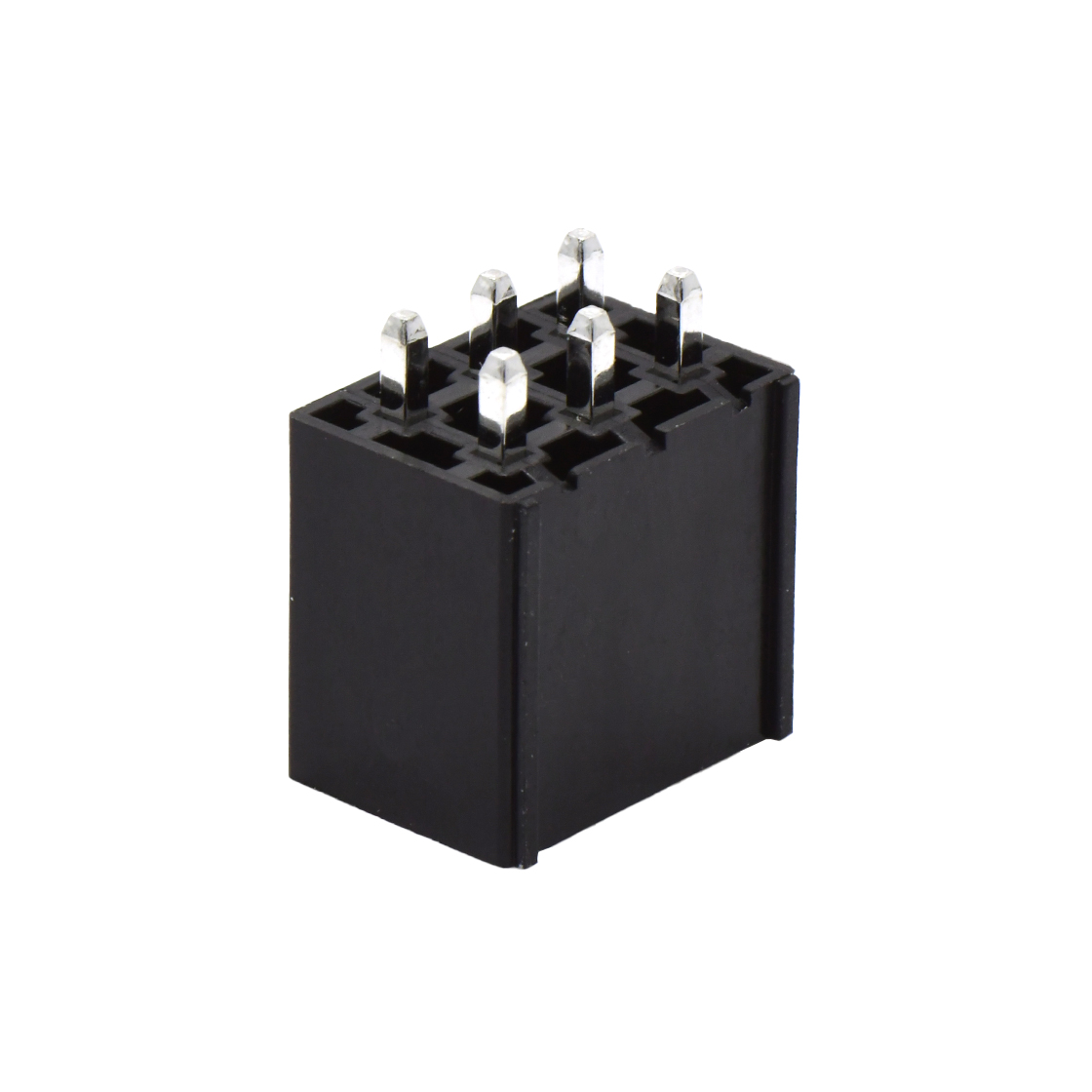 Pitch 4.2mm 双排 180°DIP Wafer 实心针 2X3Pin PA66,94V-0 黑色 亮锡