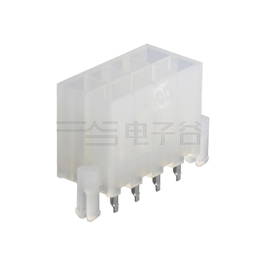 Pitch 4.2mm 双排 180°DIP Wafer 带双柱 空心针 2X4Pin 本色 亮锡