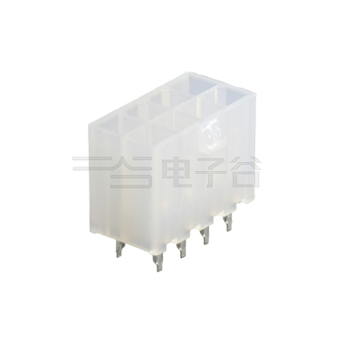 Pitch 4.2mm 双排 180°DIP Wafer 空心针 2X4Pin PA66,94V-2 本色(透明) 亮锡