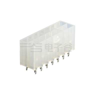 Pitch 4.2mm 双排 180°DIP Wafer 空心针 2X7Pin PA66,94V-2 本色(透明) 亮锡