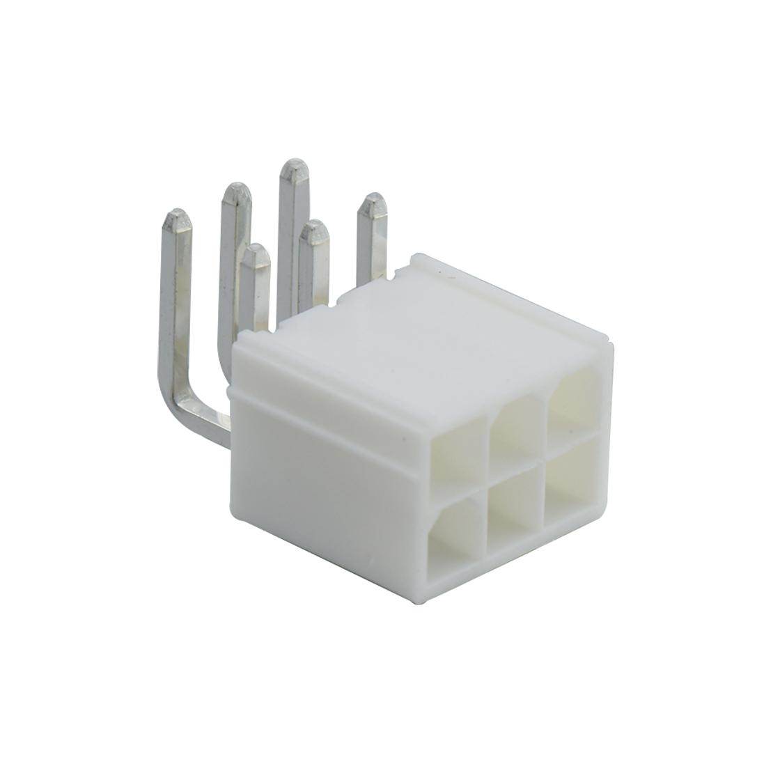 Pitch 4.2mm 双排 90°DIP Wafer 实心针 2X3Pin 本色 亮锡