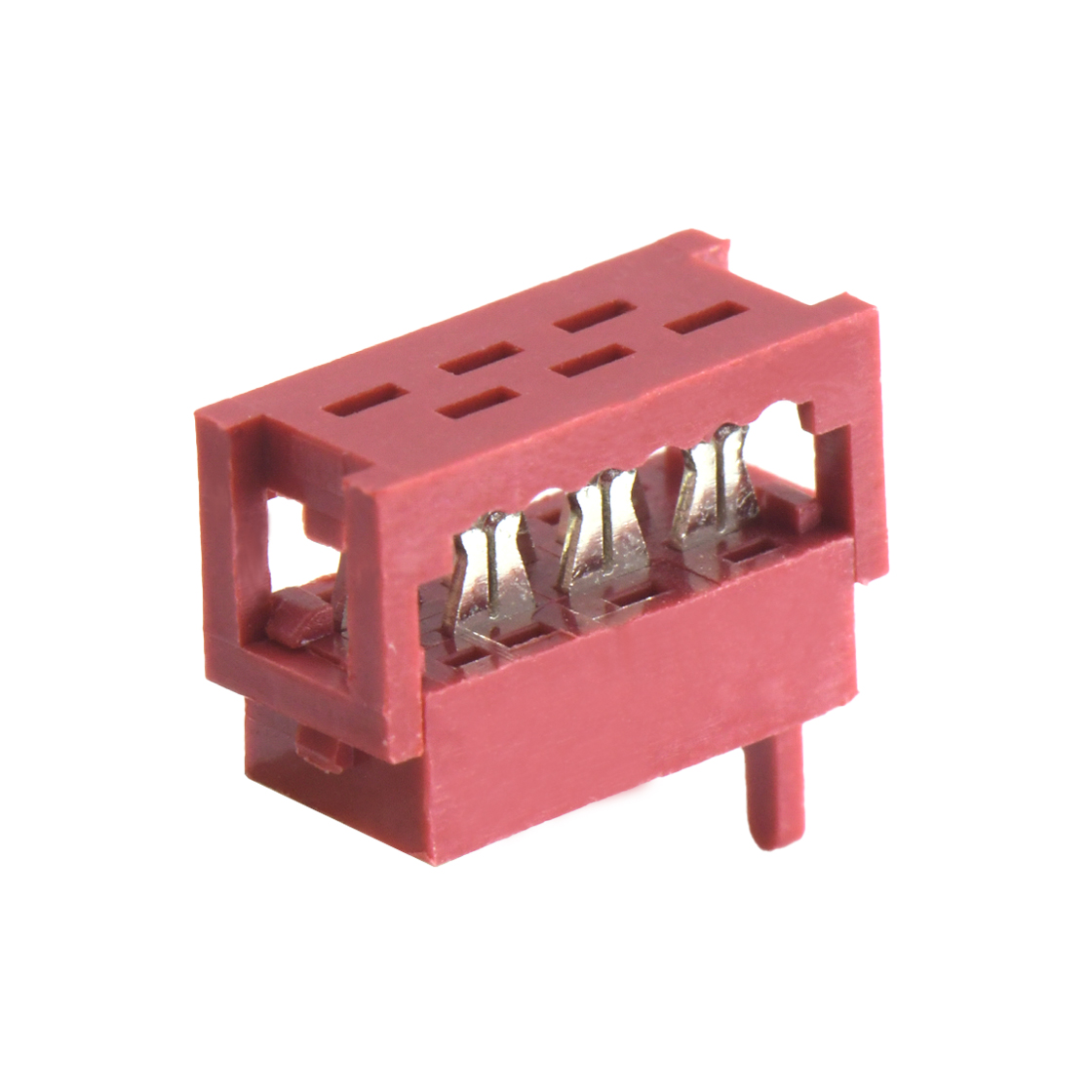 Pitch 1.27mm 180° 双排 DIP IDC母座 2X03Pin 红色 镀亮锡
