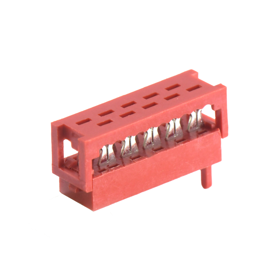 Pitch 1.27mm 180° 双排 DIP IDC母座 2X05Pin 红色 镀亮锡