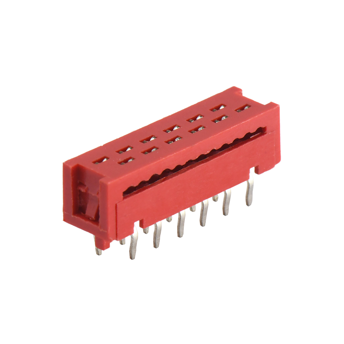 Pitch 1.27mm 180° 双排 DIP缺刺破式 IDC公座 2X06Pin 红色 镀亮锡