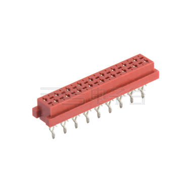 Pitch 1.27mm 180° 双排 DIP IDC公座 2X09Pin 红色 镀亮锡