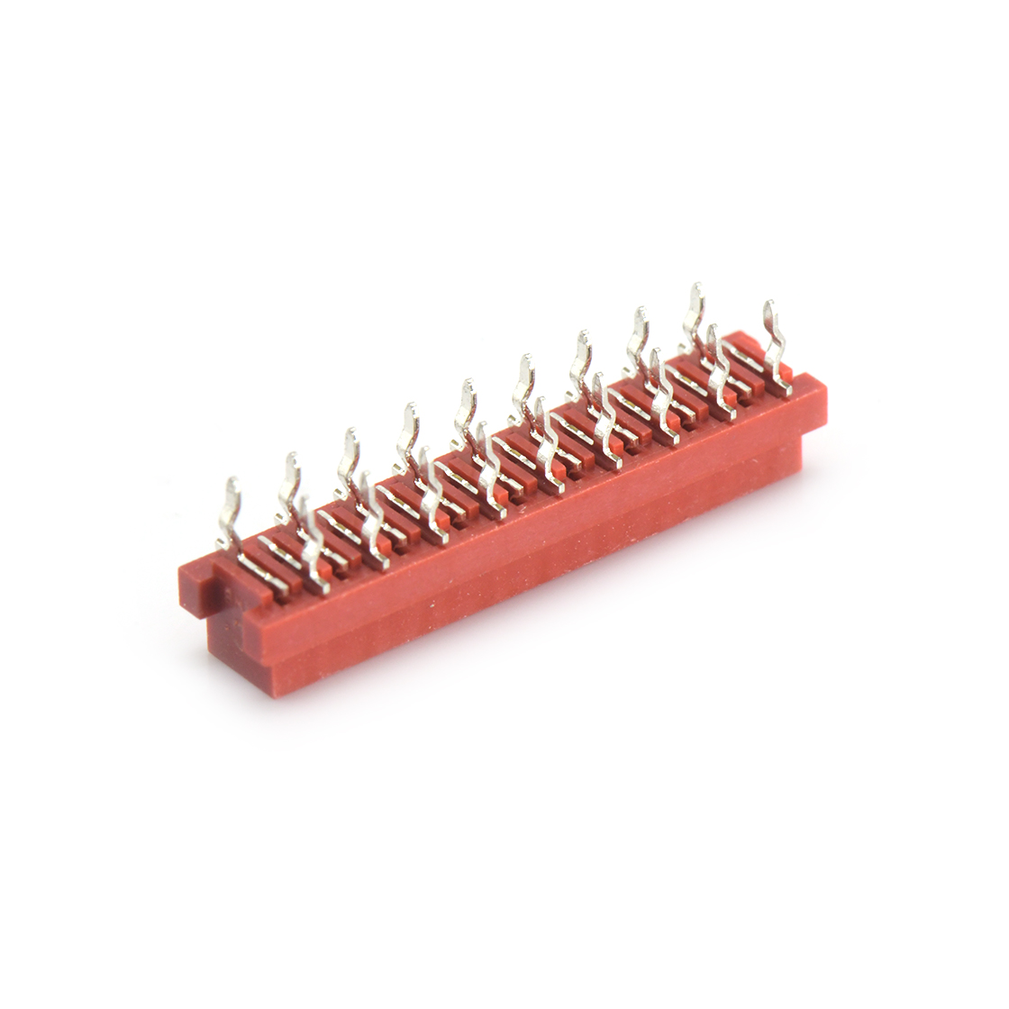 Pitch 1.27mm 180° 双排 DIP IDC公座 2X09Pin 红色 镀亮锡