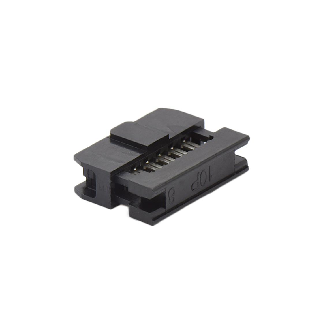 Pitch 2.0mm 180º常规款双排 IDC 两件套 2x5P 黑色 PBT,94V-0 镀半金G/F
