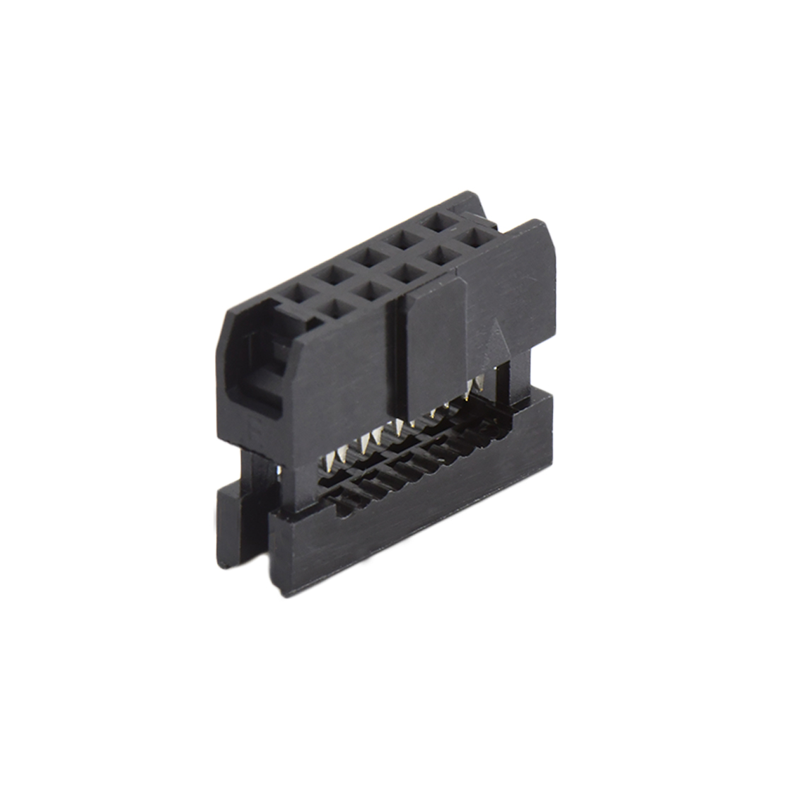 Pitch 2.0mm 180º常规款双排 IDC 两件套 2x5P 黑色 PBT,94V-0 镀半金G/F