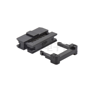 Pitch 2.0mm 180º常规款双排 IDC 三件套 2x6P 黑色 PBT,94V-0 镀半金G/F