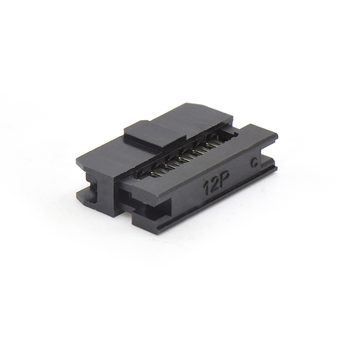 Pitch 2.0mm 180º常规款双排 IDC 两件套 2x6P 黑色 PBT,94V-0 镀半金G/F
