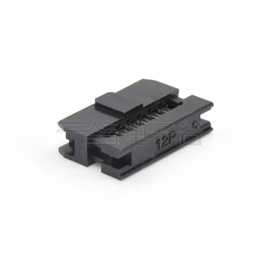 Pitch 2.0mm 180º常规款双排 IDC 两件套 2x6P 黑色 PBT,94V-0 镀半金G/F