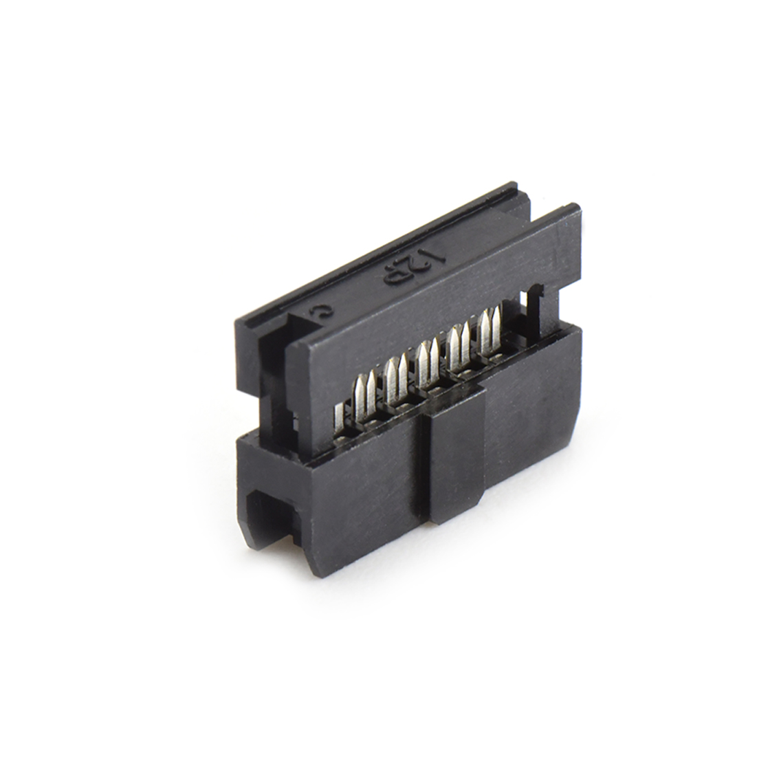 Pitch 2.0mm 180º常规款双排 IDC 两件套 2x6P 黑色 PBT,94V-0 镀半金G/F