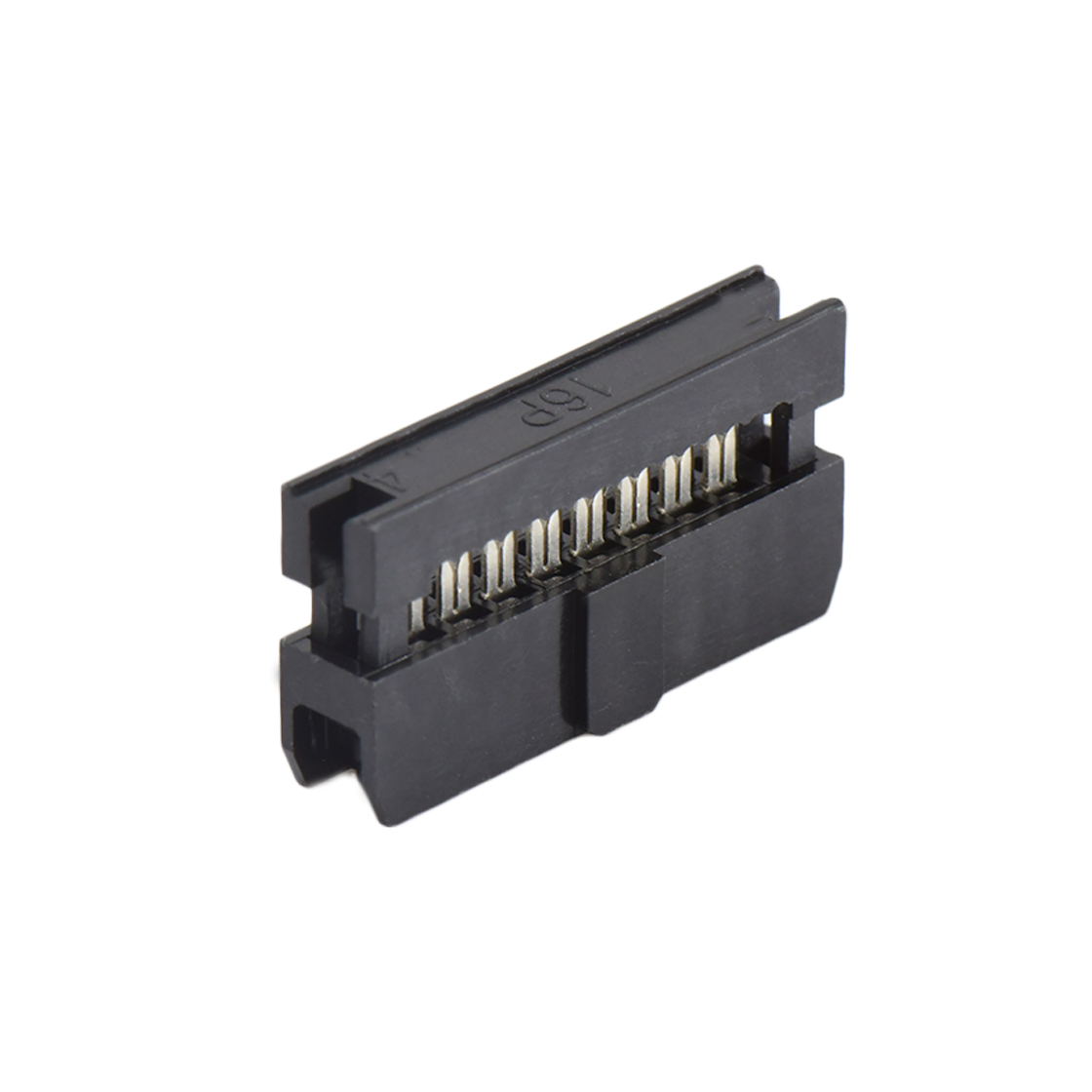 Pitch 2.0mm 180º常规款双排 IDC 两件套 2x8P 黑色 PBT,94V-0 镀半金G/F