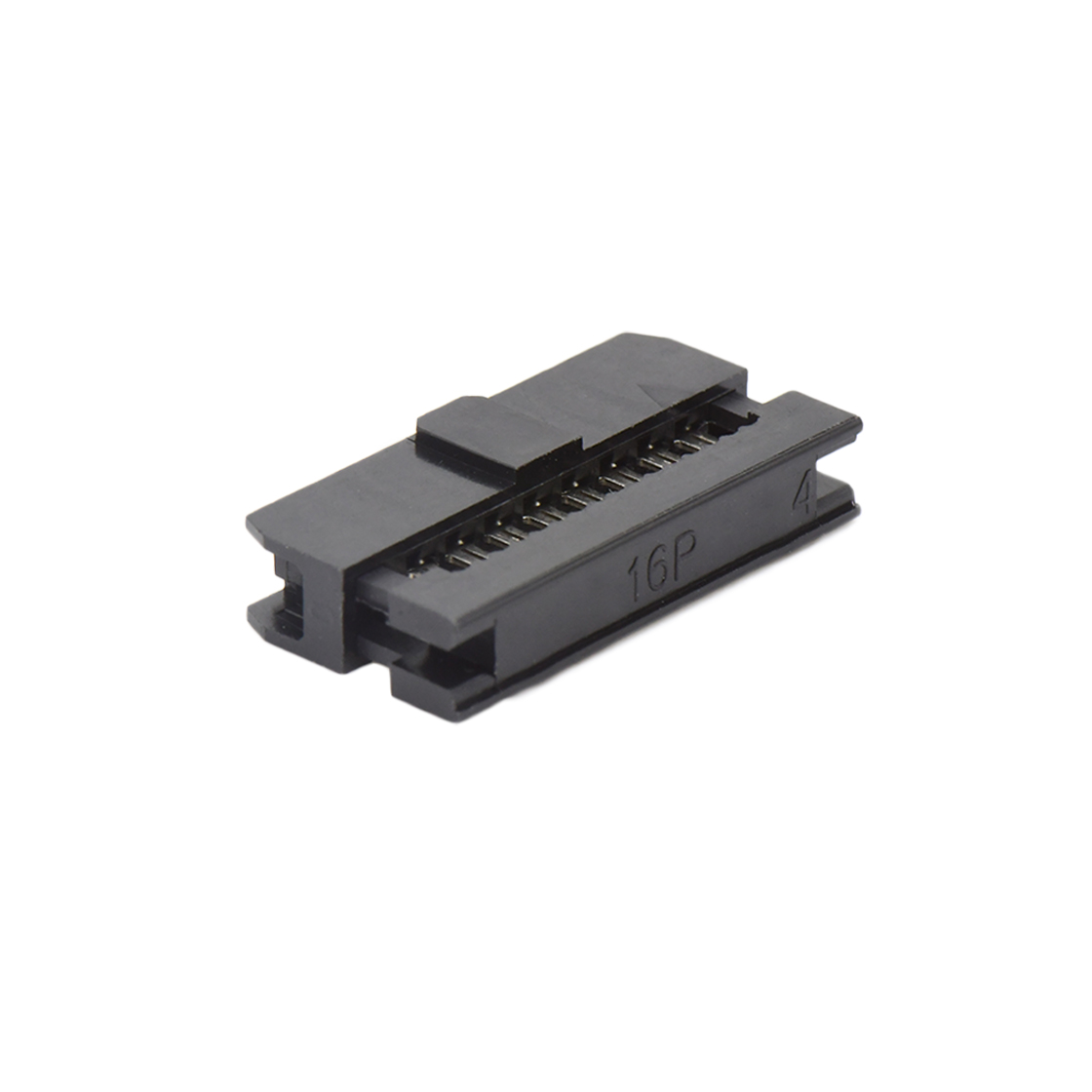Pitch 2.0mm 180º常规款双排 IDC 两件套 2x8P 黑色 PBT,94V-0 镀半金G/F