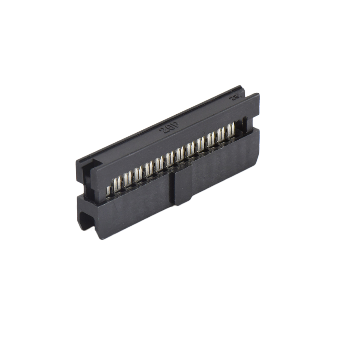 Pitch 2.0mm 180º常规款双排 IDC 两件套 2x13P 黑色 PBT,94V-0 镀半金G/F