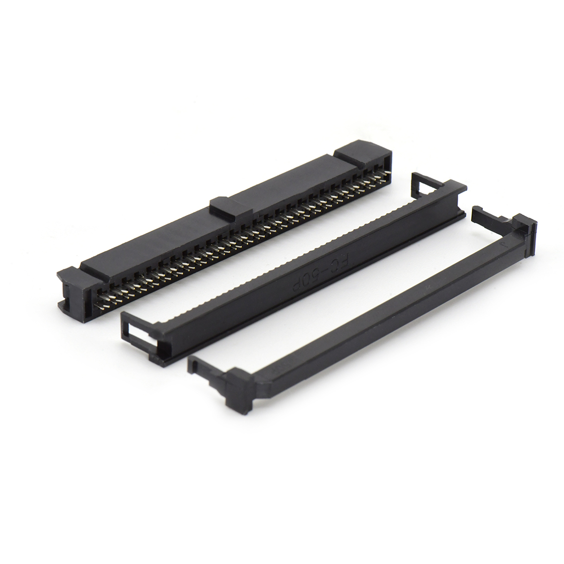 Pitch 2.54mm 180° 双排 DIP IDC 三件套 2X25P 黑色 镀半金G/F