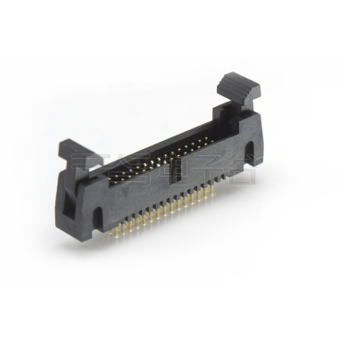 Pitch 1.27mm 180° 双排 DIP 牛角母座 2X15Pin 黑色 镀全金
