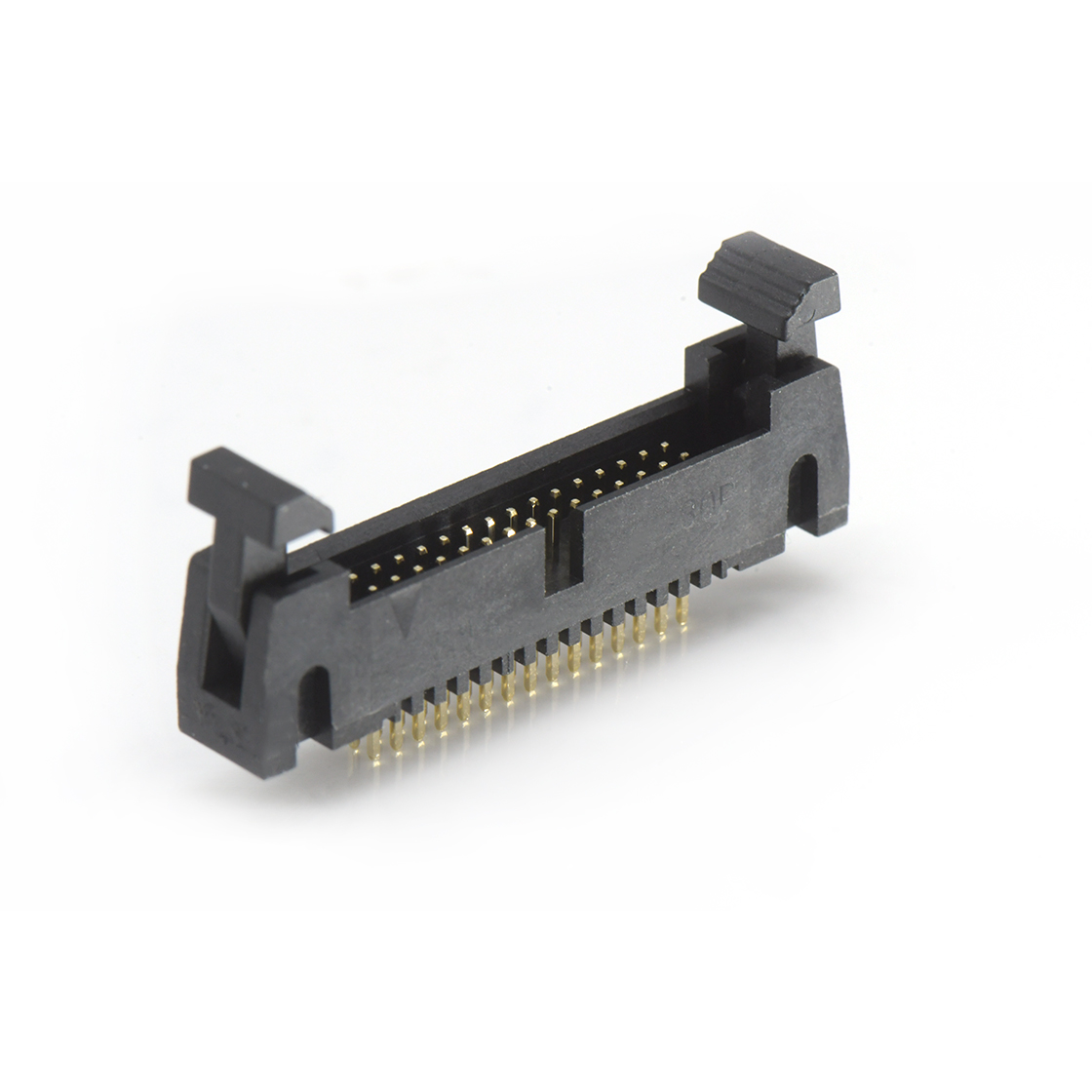 Pitch 1.27mm 180° 双排 DIP 牛角母座 2X15Pin 黑色 镀全金
