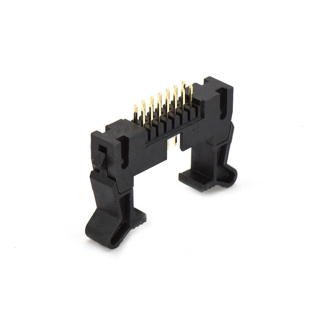 Pitch 2.0mm 180° 双排 DIP 牛角 高耳 PC:3.0MM 2X07Pin 黑色 镀全金G/F