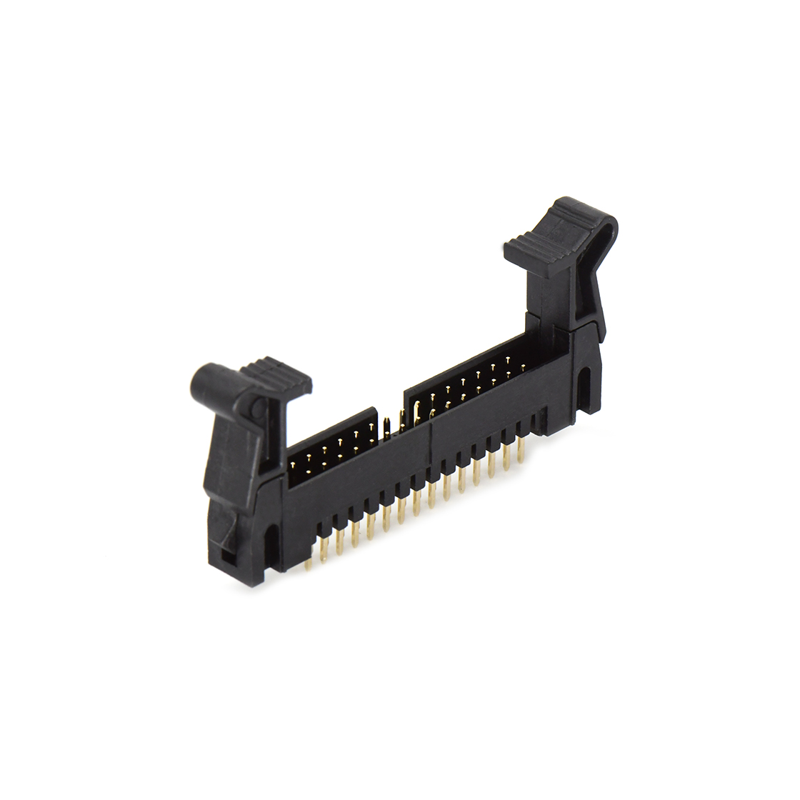 Pitch 2.0mm 180° 双排 DIP 牛角 高耳 PC:3.0MM 2X15Pin 黑色 镀全金G/F