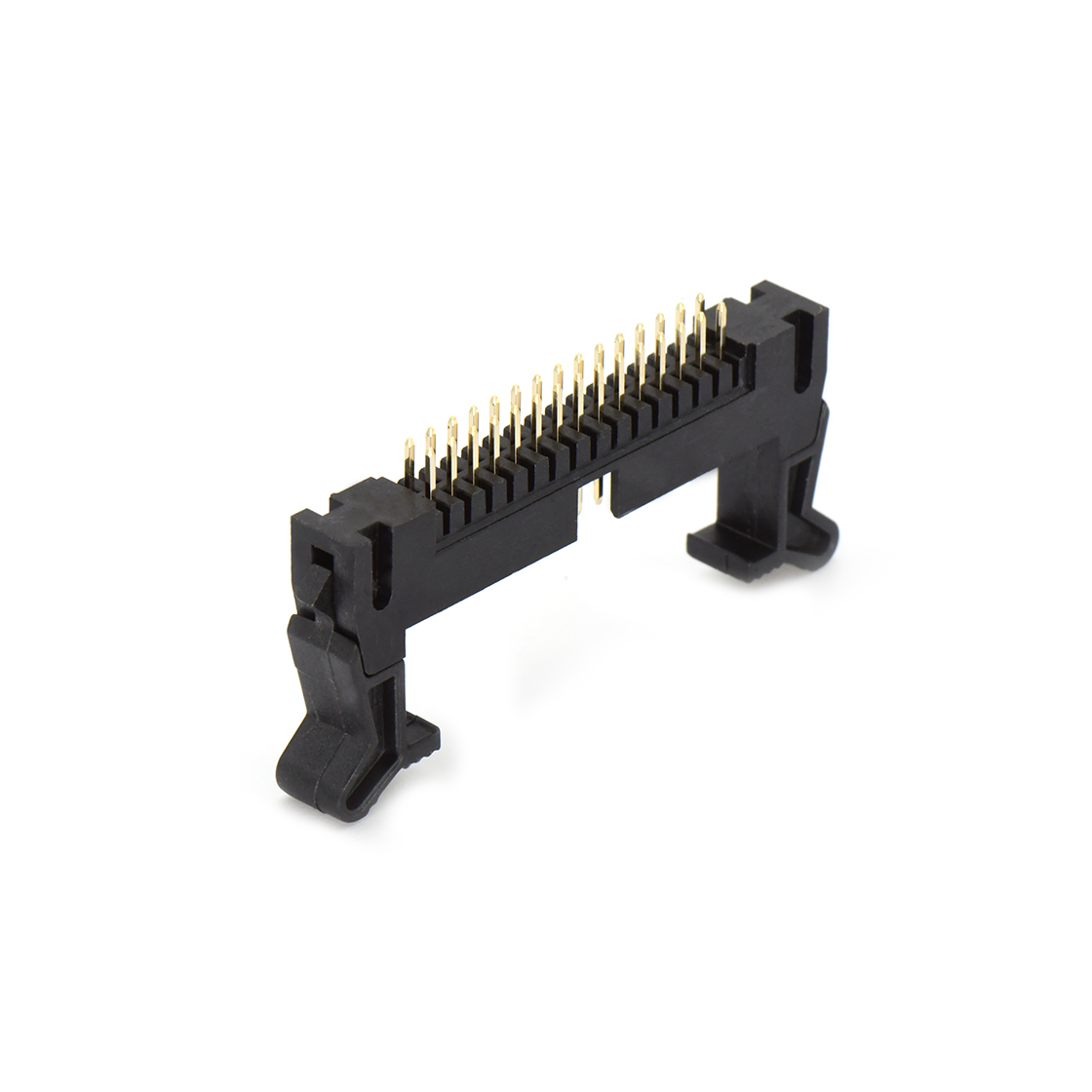 Pitch 2.0mm 180° 双排 DIP 牛角 高耳 PC:3.0MM 2X15Pin 黑色 镀全金G/F