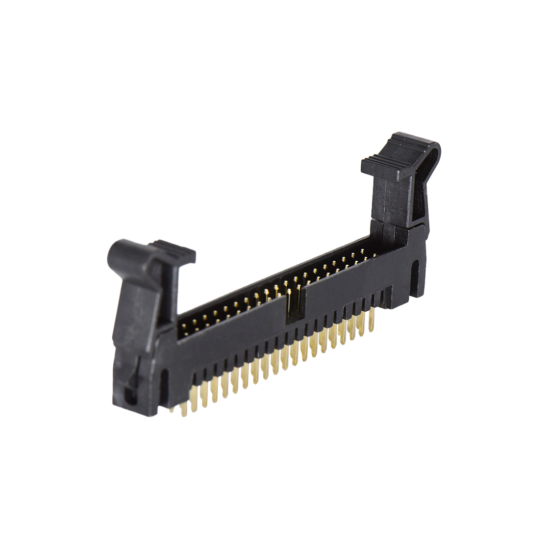 Pitch 2.0mm 180° 双排 DIP 牛角 高耳 PC:3.0MM 2X20Pin 黑色 镀全金G/F