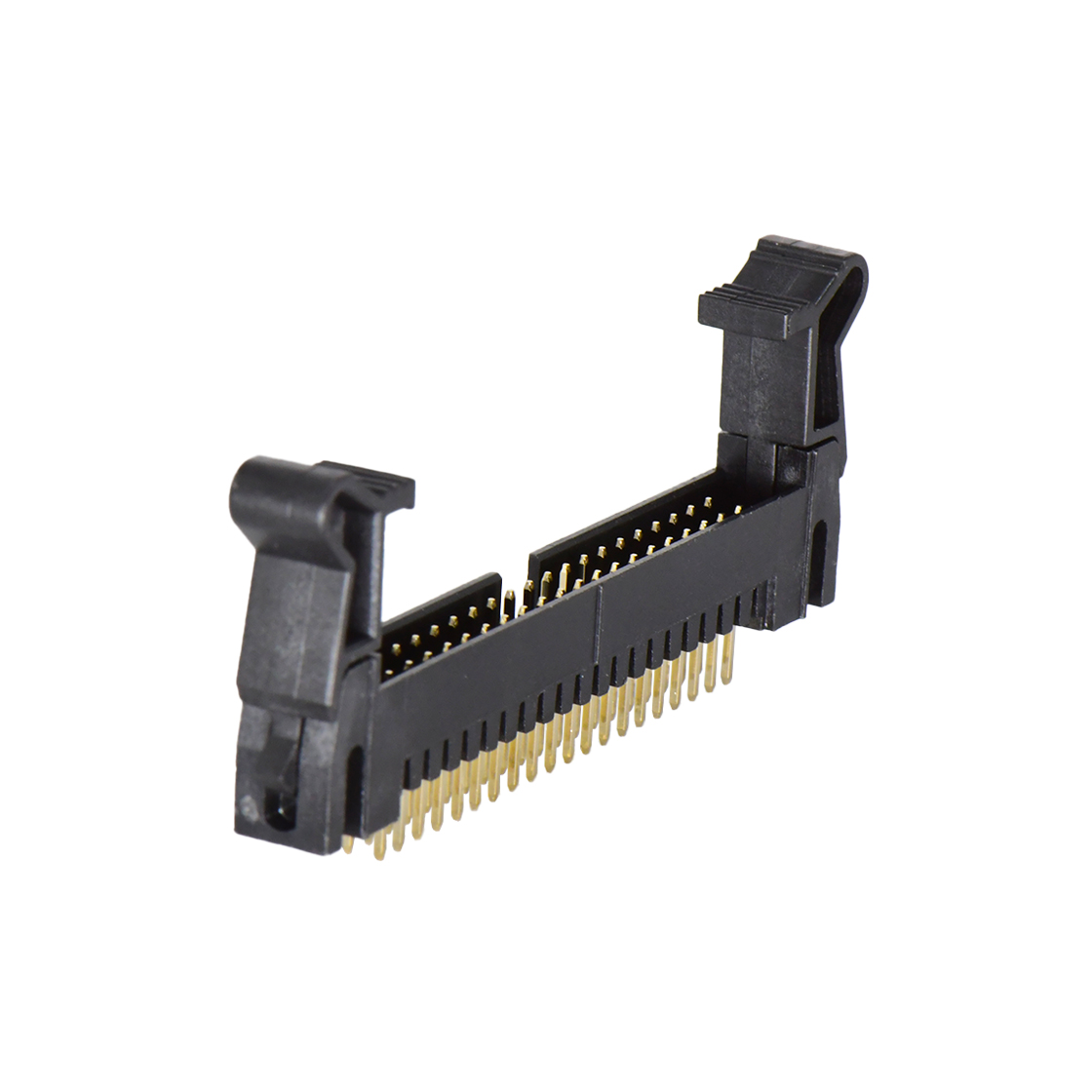 Pitch 2.0mm 180° 双排 DIP 牛角 高耳 PC:3.0MM 2X20Pin 黑色 镀全金G/F