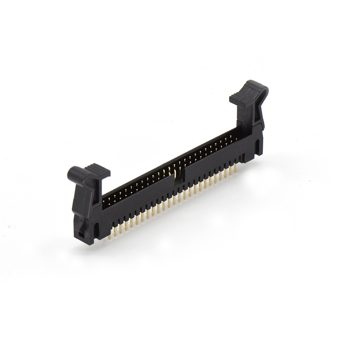 Pitch 2.0mm 180° 双排 DIP 牛角 高耳 PC:3.0MM 2X25Pin 黑色 镀全金G/F