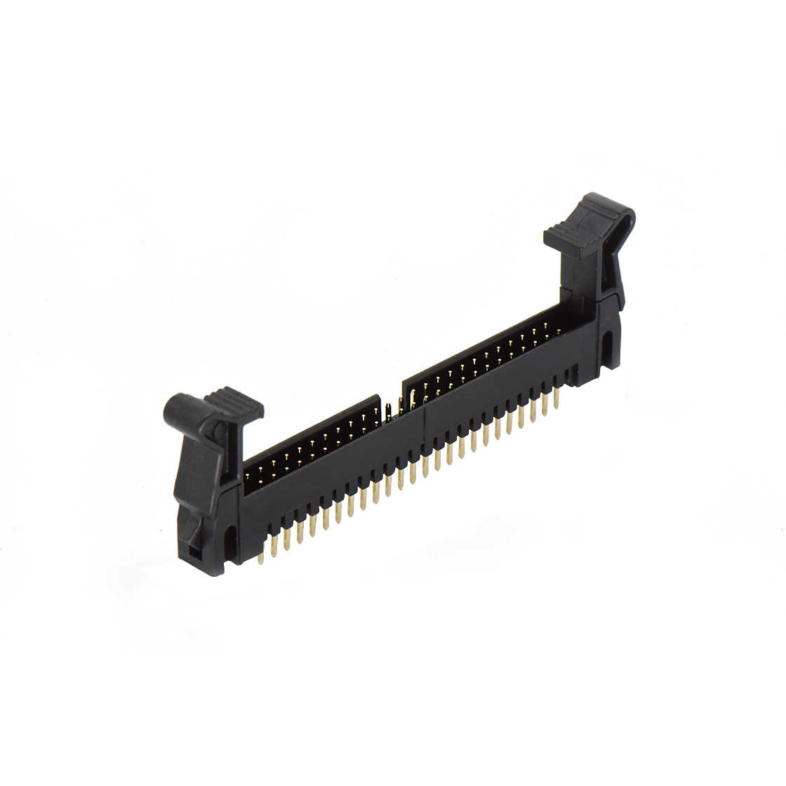 Pitch 2.0mm 180° 双排 DIP 牛角 高耳 PC:3.0MM 2X25Pin 黑色 镀全金G/F