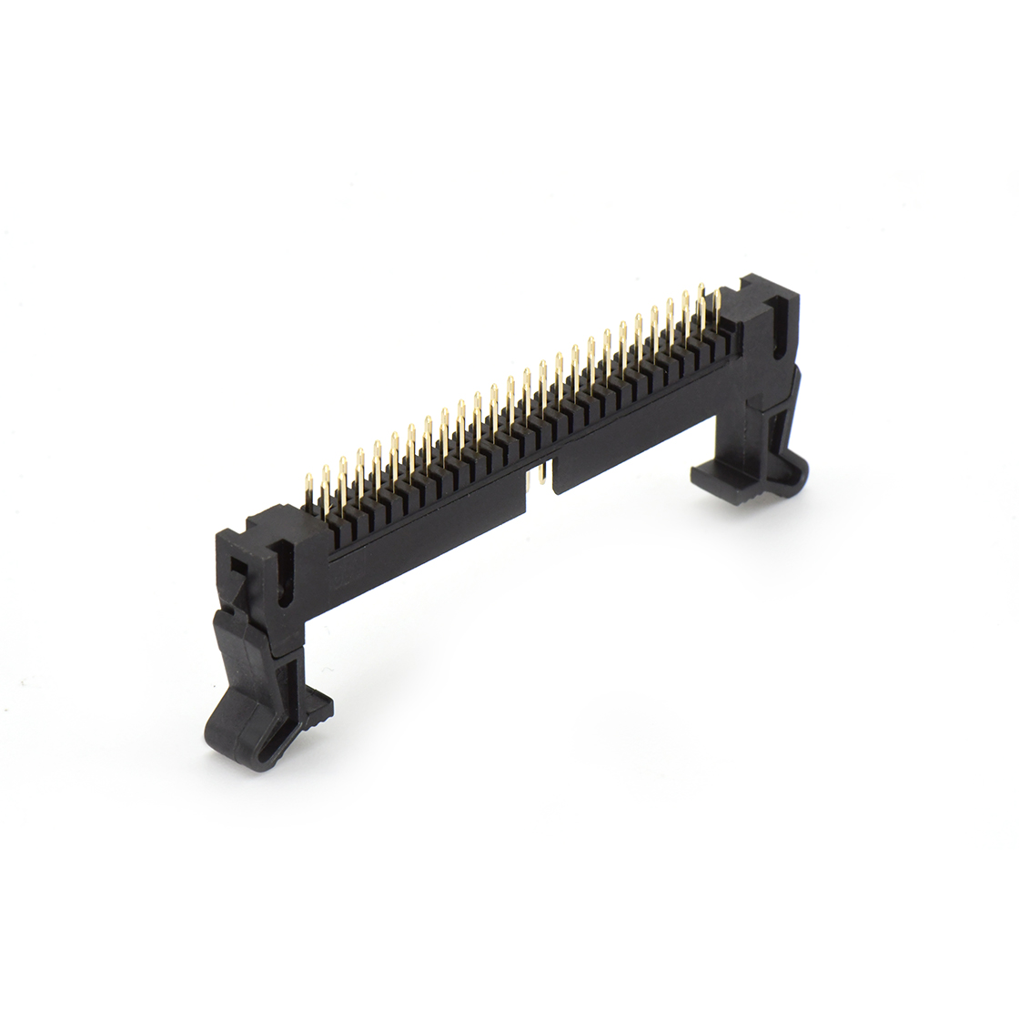 Pitch 2.0mm 180° 双排 DIP 牛角 高耳 PC:3.0MM 2X25Pin 黑色 镀全金G/F