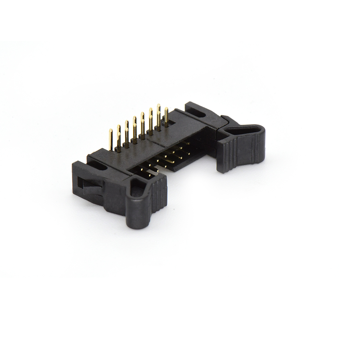 Pitch 2.0mm 90° 双排 DIP 牛角 低耳 PC:3.0MM 2X07Pin 黑色 镀全金G/F
