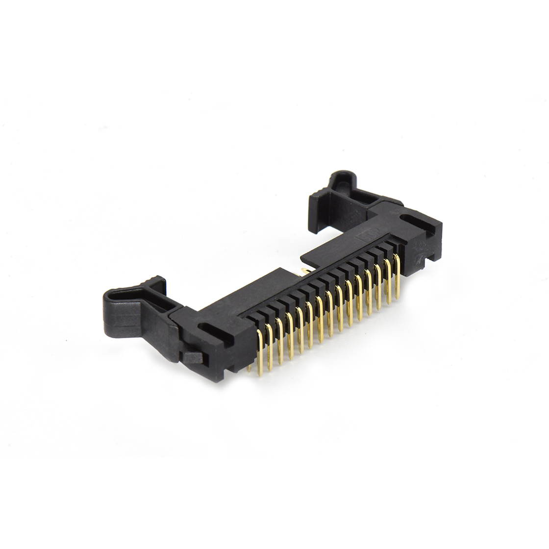 Pitch 2.0mm 90° 双排 DIP 牛角 高耳 PC:3.0MM 2X15Pin 黑色 镀全金G/F
