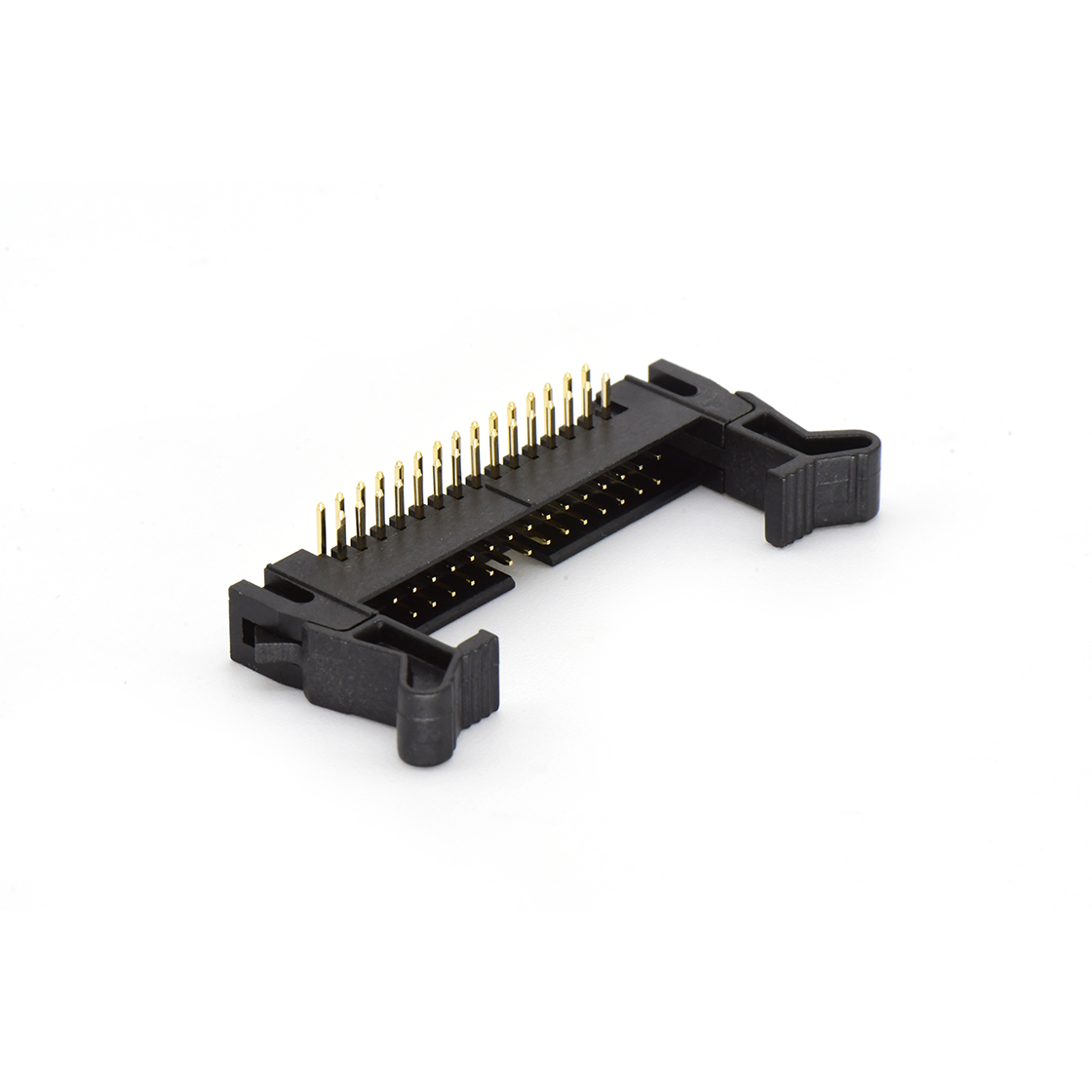 Pitch 2.0mm 90° 双排 DIP 牛角 高耳 PC:3.0MM 2X15Pin 黑色 镀全金G/F