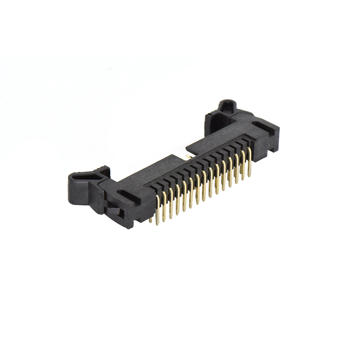 Pitch 2.0mm 90° 双排 DIP 牛角 低耳 PC:3.0MM 2X15Pin 黑色 镀全金G/F