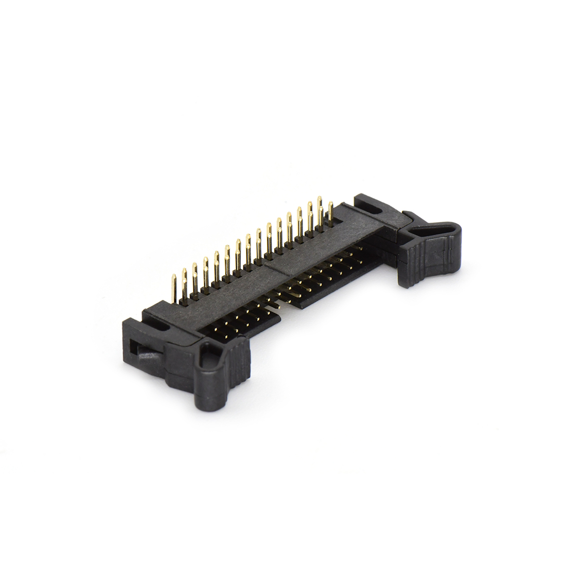 Pitch 2.0mm 90° 双排 DIP 牛角 低耳 PC:3.0MM 2X15Pin 黑色 镀全金G/F