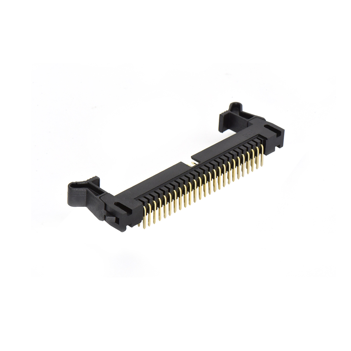 Pitch 2.0mm 90° 双排 DIP 牛角 高耳 PC:3.0MM 2X25Pin 黑色 镀全金G/F