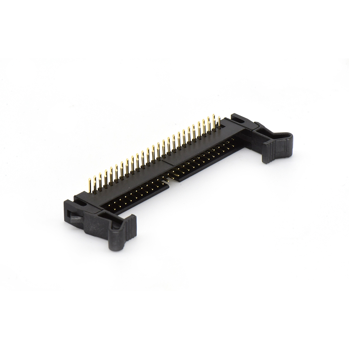 Pitch 2.0mm 90° 双排 DIP 牛角 高耳 PC:3.0MM 2X25Pin 黑色 镀全金G/F