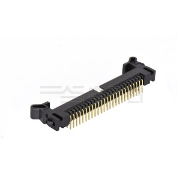 Pitch 2.0mm 90° 双排 DIP 牛角 低耳 PC:3.0MM 2X25Pin 黑色 镀全金G/F