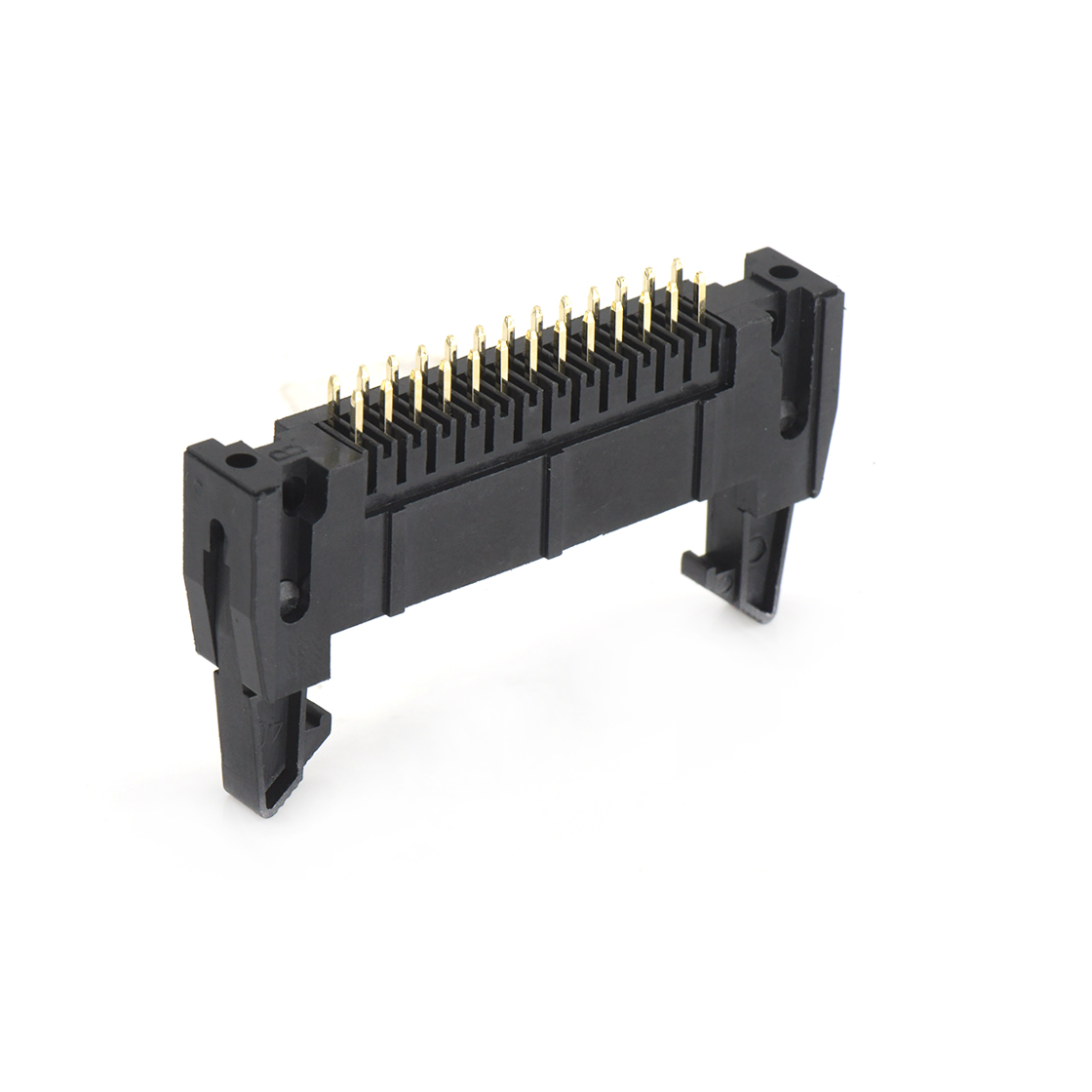 Pitch 2.54mm 180° 双排 DIP 牛角 PC:3.60MM 2X13Pin 黑色 镀全金G/F