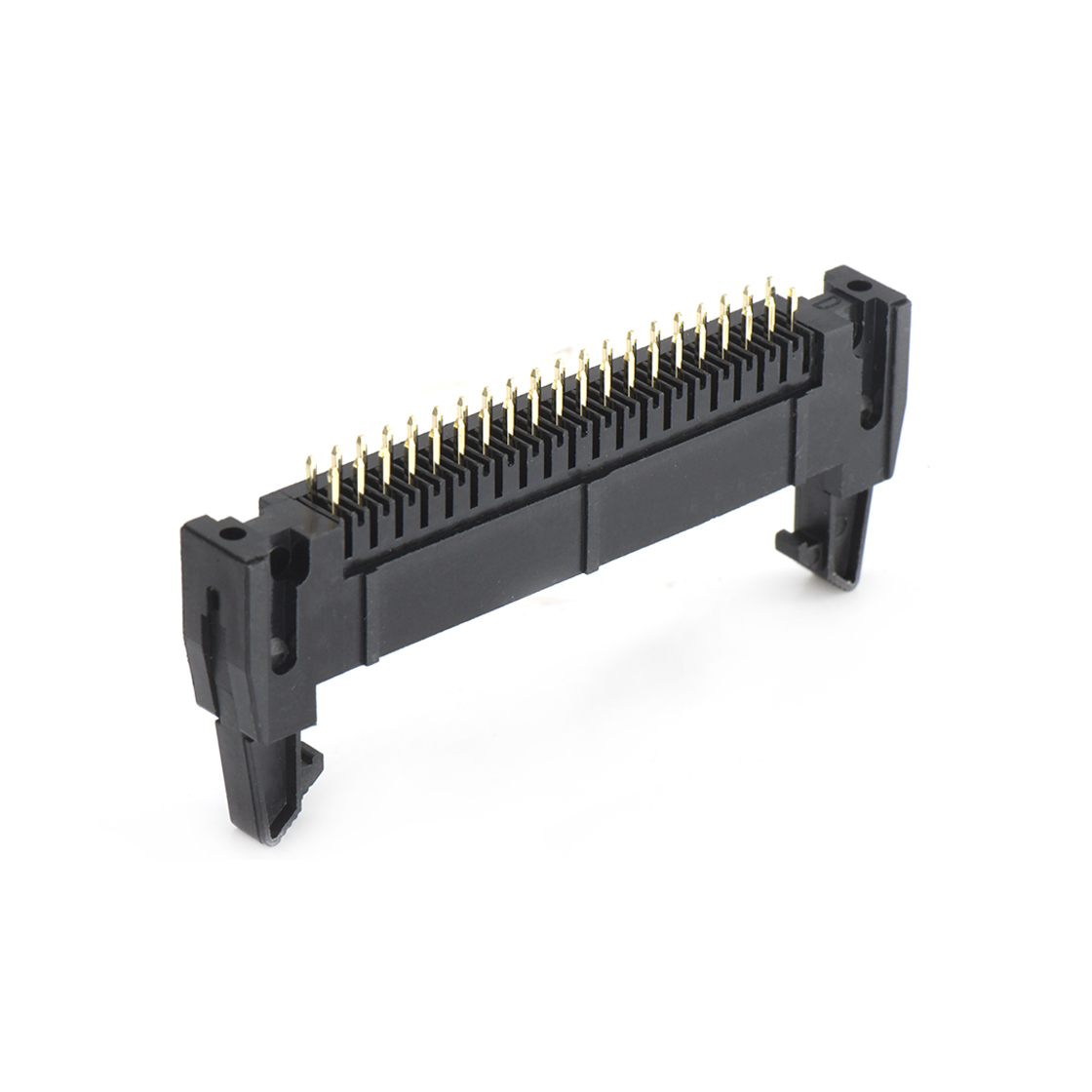Pitch 2.54mm 180° 双排 DIP 牛角 PC:3.60MM 2X20Pin 黑色 镀全金G/F